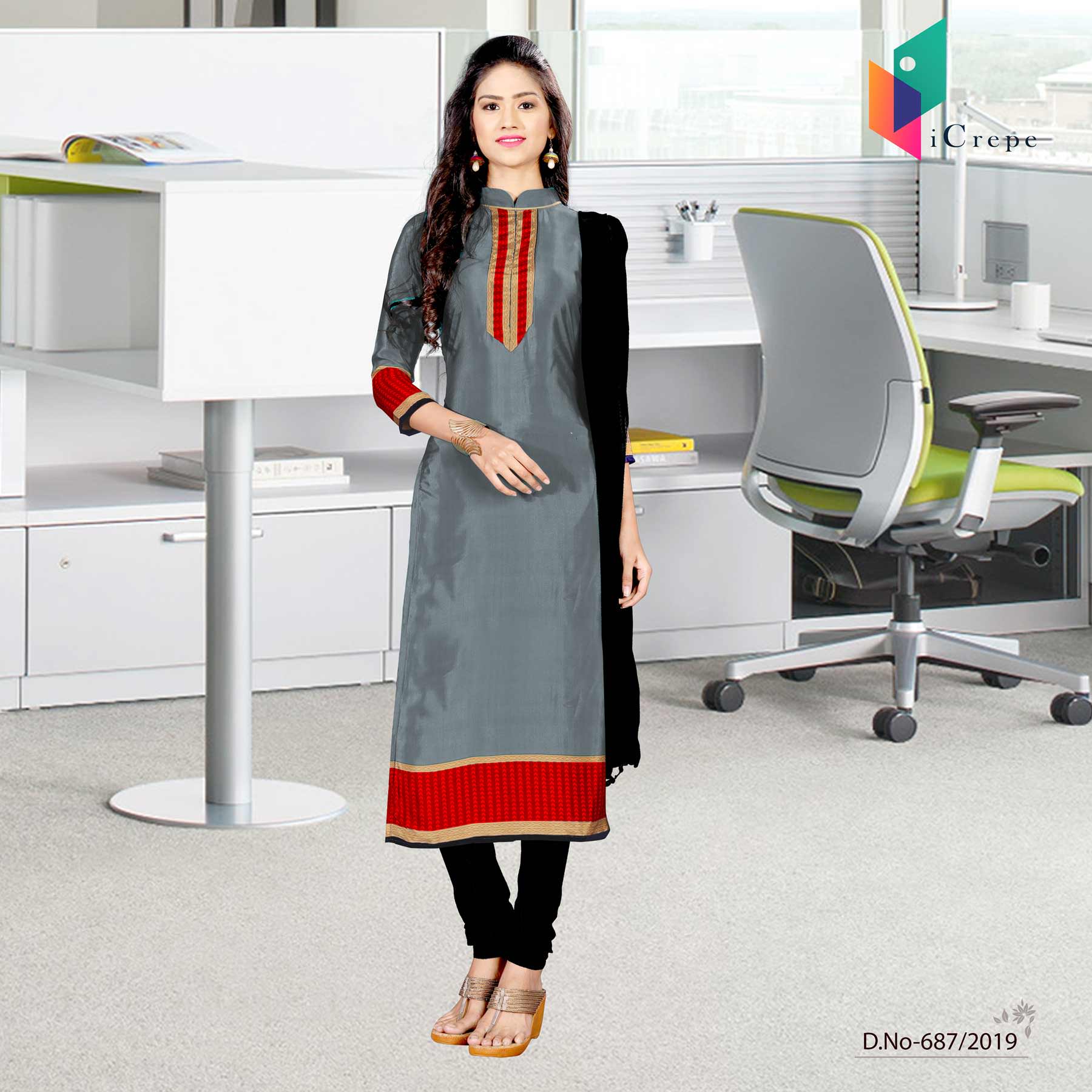 Grey Red Uniform Saree Salwar Combo 569 687 - Uniform Sarees Corp - India's  Most Trusted Brand for Uniforms